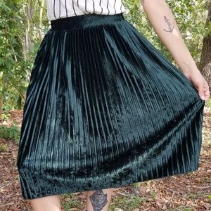 zara velvet midi pleated skirt